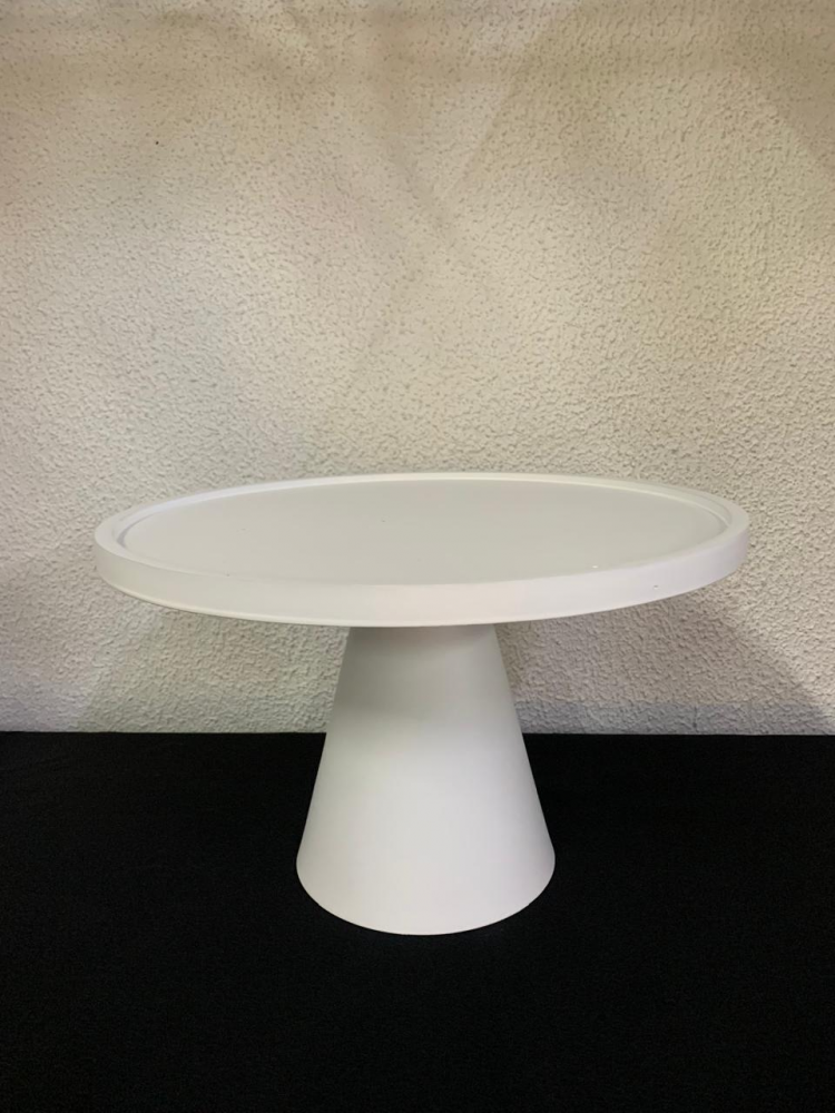 Suporte redondo mdf c/pé de metal branco Md