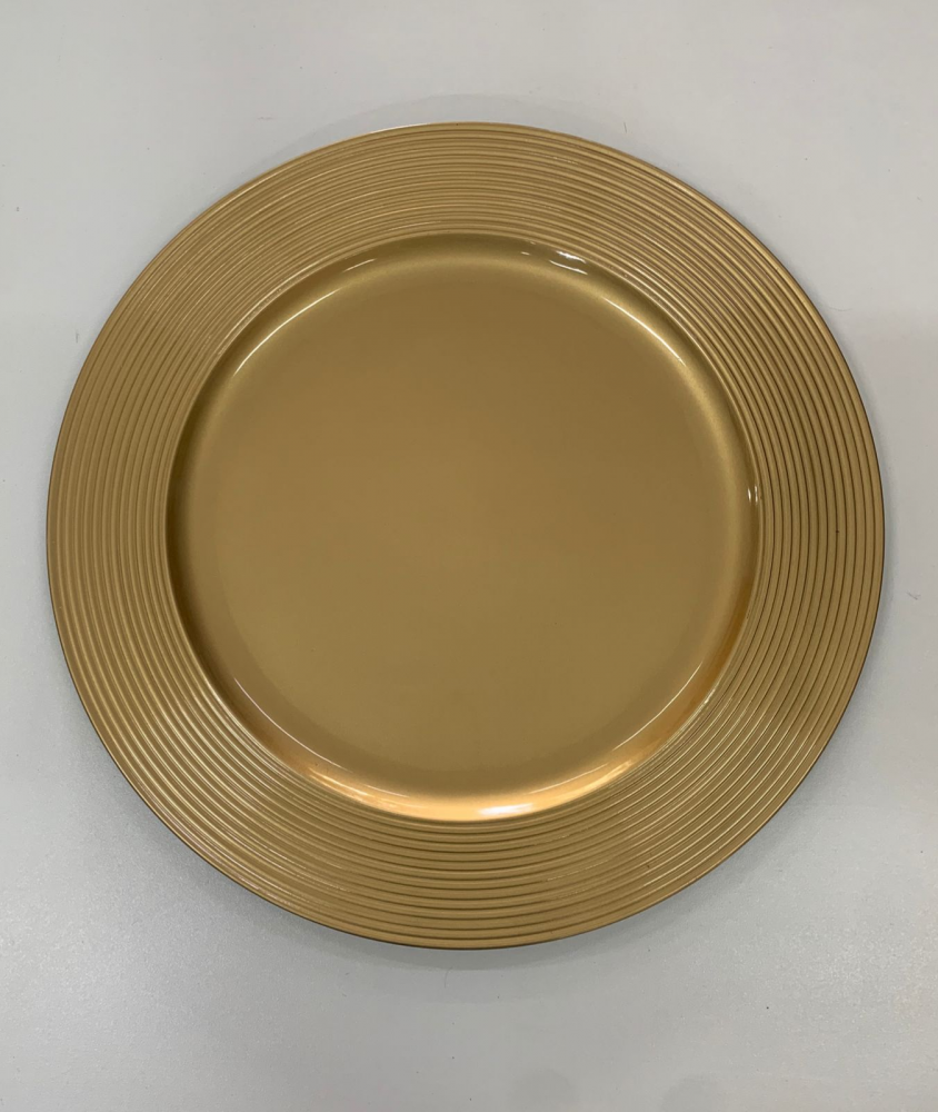 Sousplat dourado canelado polipropileno 