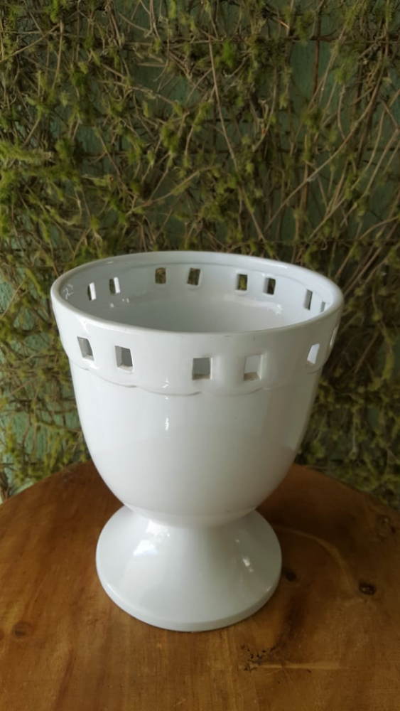 Vaso calice branco porcelana grande