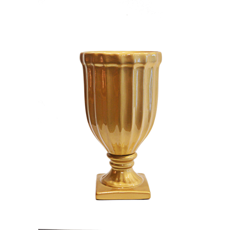 Vaso Canelado Dourado Grande