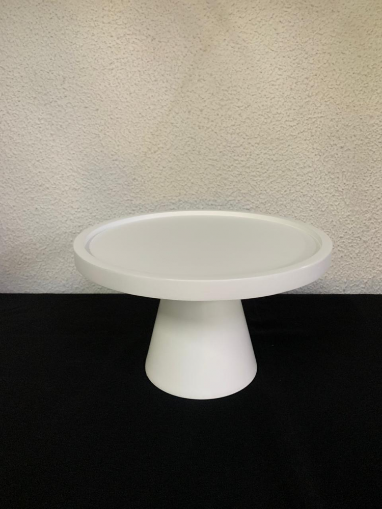 Suporte redondo mdf c/pé de metal branco Pq