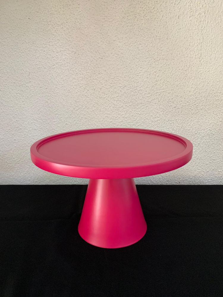 Suporte redondo mdf c/pé de metal rosa pink Md