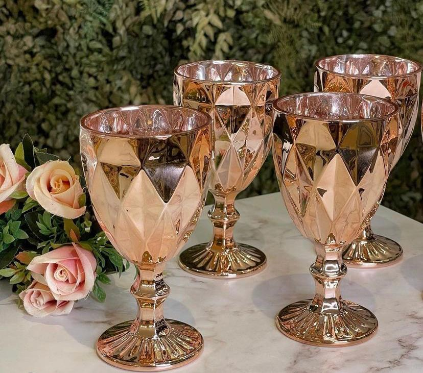 Taça aguá  diamond rose gold 325 ml