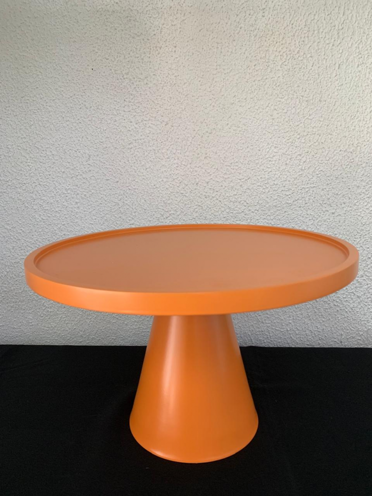 Suporte redondo mdf c/pé de metal laranja Gd