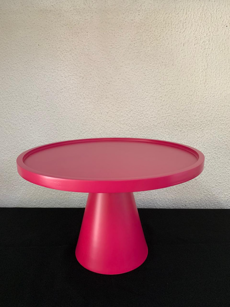 Suporte redondo mdf c/pé de metal rosa pink Gd