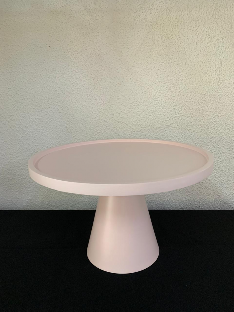 Suporte redondo mdf c/pé de metal rosa bebê Gd
