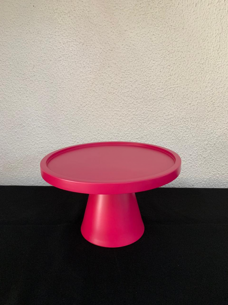 Suporte redondo mdf c/pé de metal rosa pink Pq