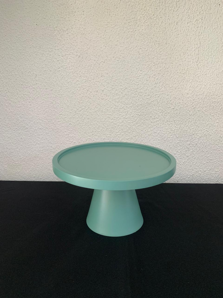 Suporte redondo mdf c/pé de metal verde eucalipto Pq
