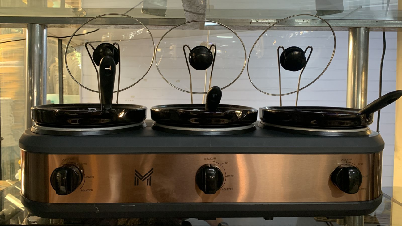 Rechaud életrico com 3 cubas e 3 colheres