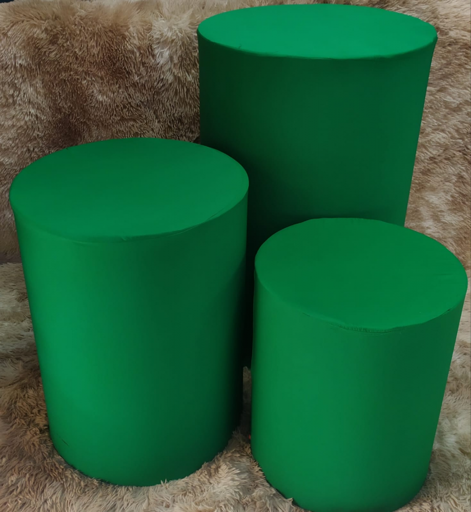 CILINDRO MDF COM CAPA DE TECIDO VERDE BANDEIRA