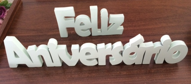 Feliz Aniversário Verde Água - Palavra Decorativa