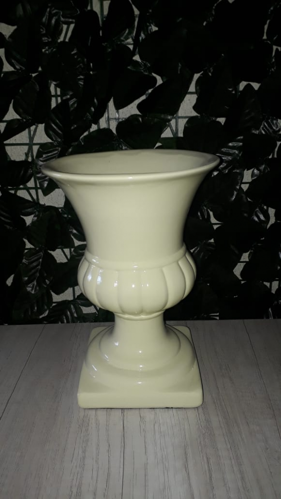 Vaso Porcelana Amarelo Bebê Grande