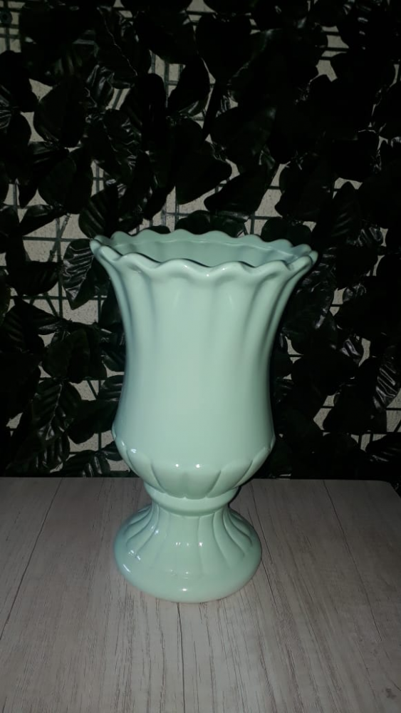 Vaso Porcelana Verde Bebê Grande