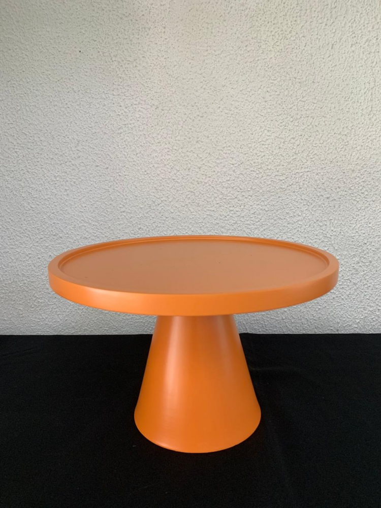 Suporte redondo mdf c/pé de metal laranja Md