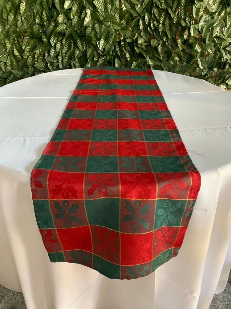 caminho de mesa natalino xadrez vermelho e verde 