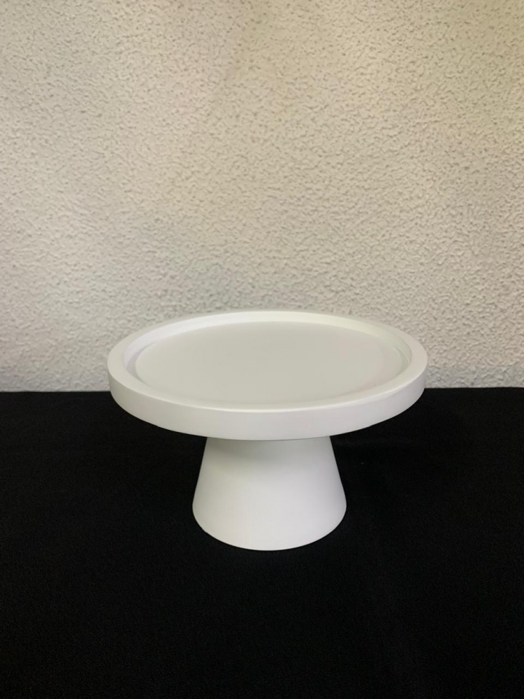 Suporte redondo mdf c/pé de metal branco PP