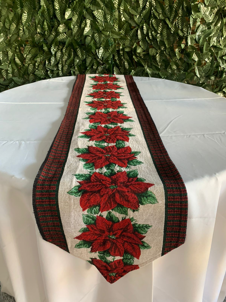 Caminho de mesa natalino floral bico de papagaio 