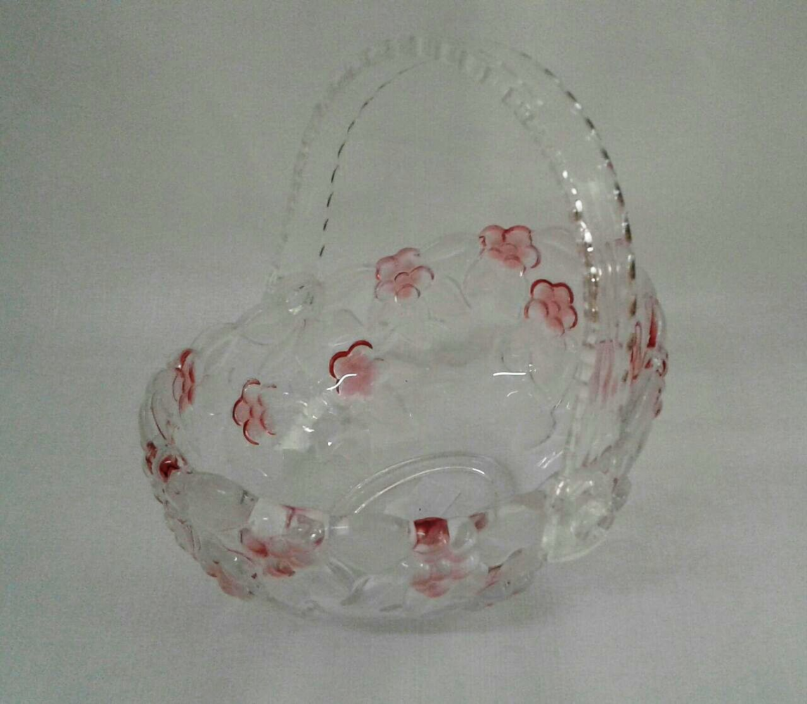 Peça de Cristal Cesta Floral Rosa oval 