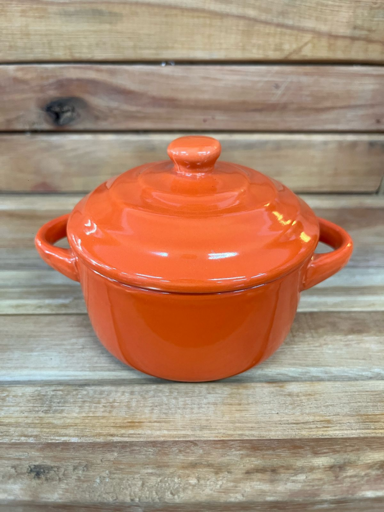 Caçarola de porcelana laranja c/tampa